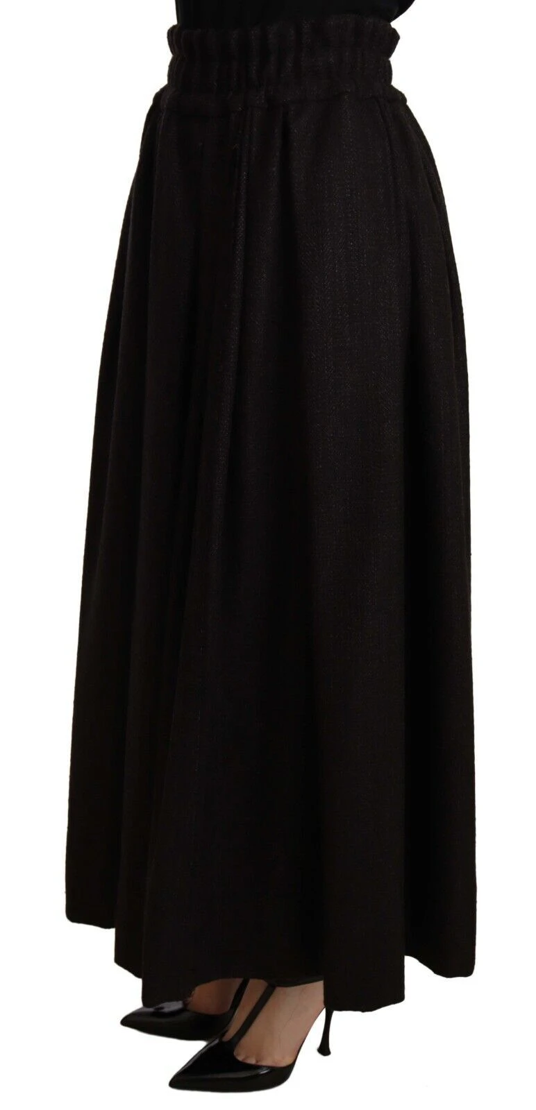 Dolce & Gabbana Black Wool High Waist Maxi PIECE Women's Skirt 4 Dolce & Gabbana Black Wool High Waist Maxi PIECE Women's Skirt - Image 2