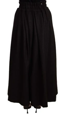 Dolce & Gabbana Black Wool High Waist Maxi PIECE Women's Skirt 7 Dolce & Gabbana Black Wool High Waist Maxi PIECE Women's Skirt -Lux Lair Store 1558156