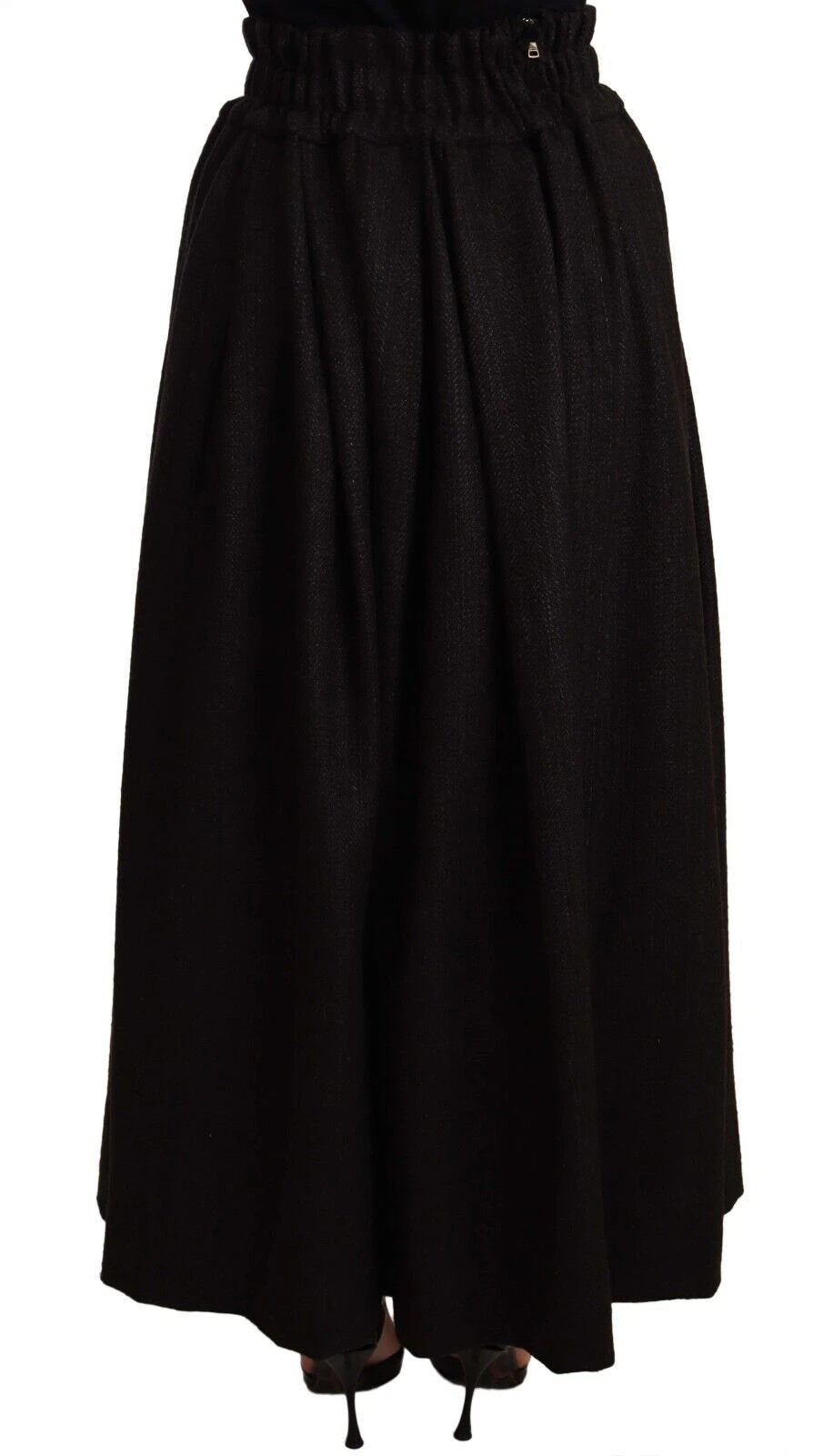 Dolce & Gabbana Black Wool High Waist Maxi PIECE Women's Skirt 5 Dolce & Gabbana Black Wool High Waist Maxi PIECE Women's Skirt - Image 3