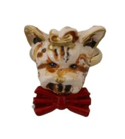 Dolce & Gabbana Beige Dog Pet Branded Accessory Gold Brass Resin Women's Ring -Lux Lair Store 1568167