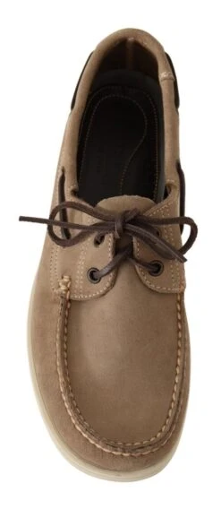 Pollini Beige Suede Low Top Mocassin Loafers Casual Men Men's Shoes -Lux Lair Store 1583201