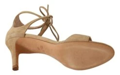 Maria Christina Beige Suede Leather Ankle Strap Pumps Women's Shoes -Lux Lair Store 1583481
