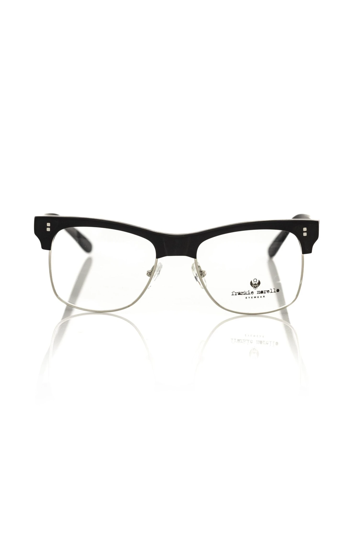Frankie Morello Black Metallic Unisex Eyeglass Men's Frame 3 Frankie Morello Black Metallic Unisex Eyeglass Men's Frame