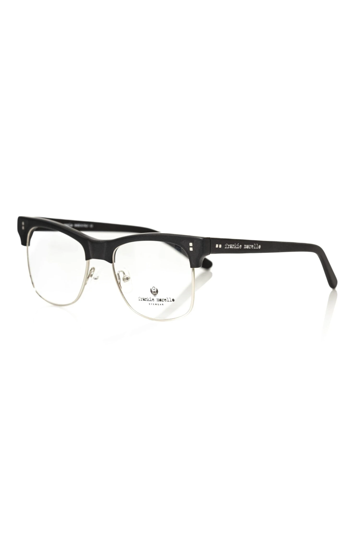 Frankie Morello Black Metallic Unisex Eyeglass Men's Frame 4 Frankie Morello Black Metallic Unisex Eyeglass Men's Frame - Image 2