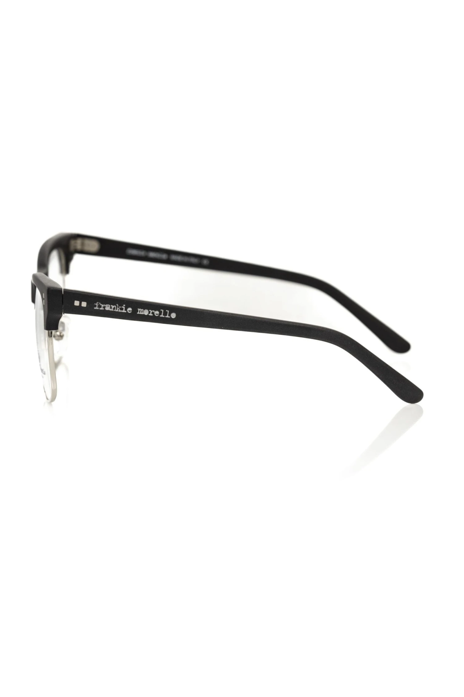 Frankie Morello Black Metallic Unisex Eyeglass Men's Frame 5 Frankie Morello Black Metallic Unisex Eyeglass Men's Frame - Image 3