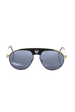 Frankie Morello Black Metallic Fibre Men Men's Sunglasses