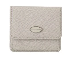 Dolce & Gabbana White Dauphine Leather Holder Pocket Wallet Condom Men's Case