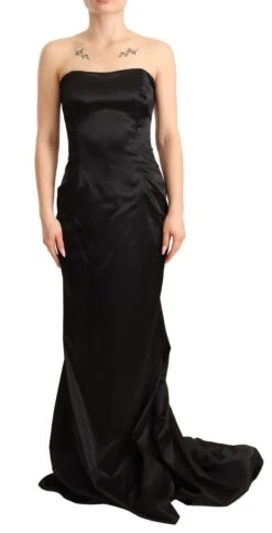 Dolce & Gabbana Black Silk Stretch Sheath Mermaid Gown Women's Dress