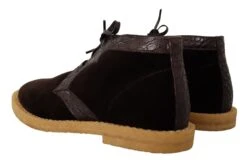 Dolce & Gabbana Brown Velvet Exotic Leather Men's Boots -Lux Lair Store 1608673