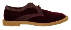 Dolce & Gabbana Bordeaux Velvet Exotic Leather Men's Shoes