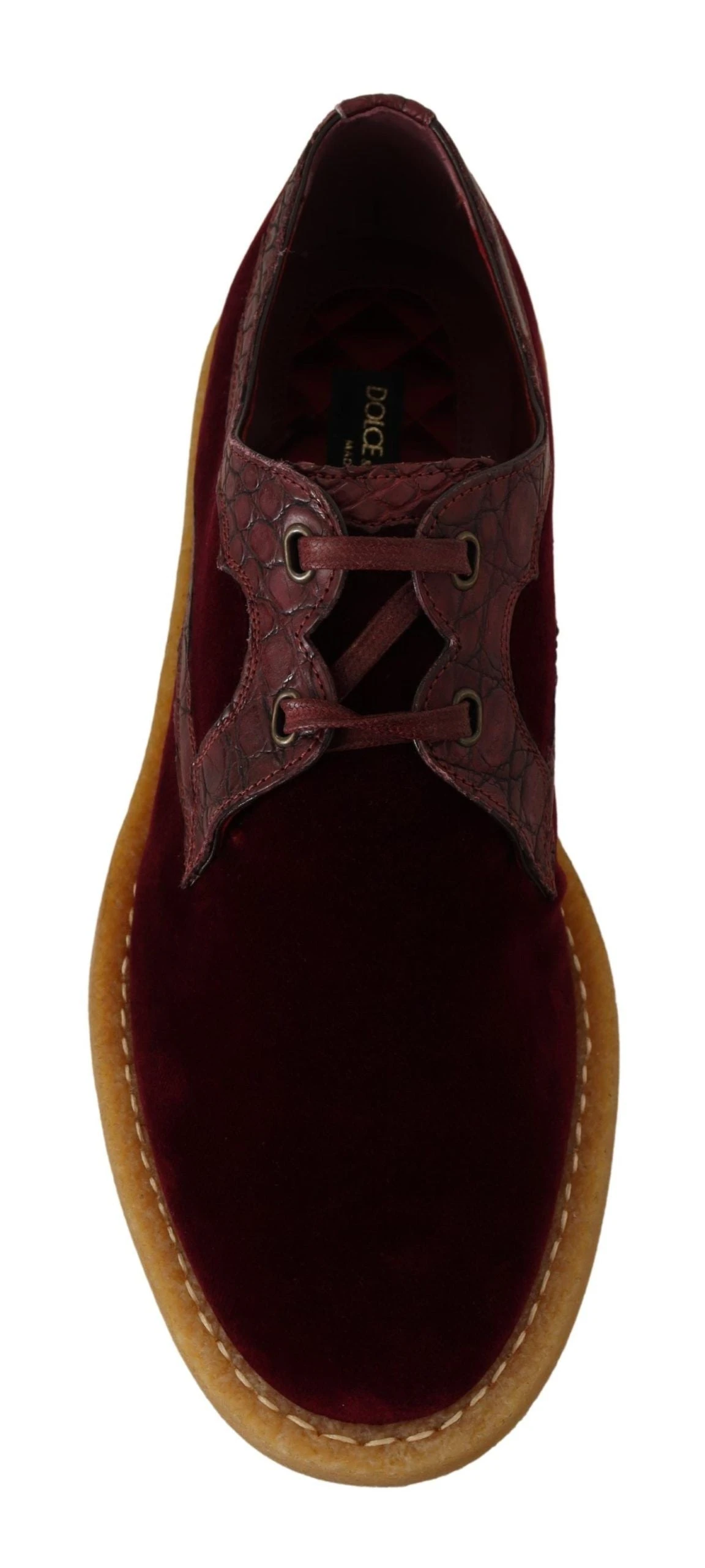 Dolce & Gabbana Bordeaux Velvet Exotic Leather Men's Shoes 8 Dolce & Gabbana Bordeaux Velvet Exotic Leather Men's Shoes - Image 6