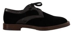 Dolce & Gabbana Black Velvet Exotic Leather Men's Shoes