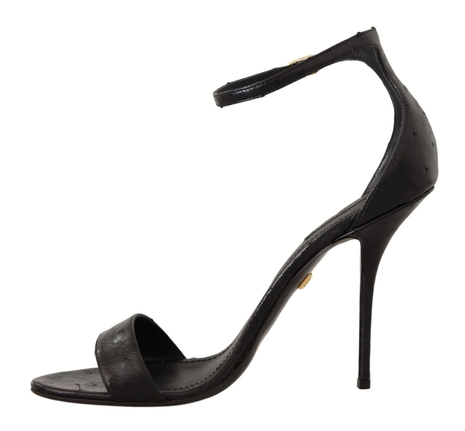 Dolce & Gabbana Black Ostrich Ankle Strap Heels Sandals Women's Shoes 7 Dolce & Gabbana Black Ostrich Ankle Strap Heels Sandals Women's Shoes - Image 5