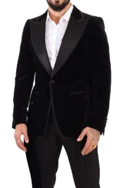 Dolce & Gabbana Black Velvet Single Breasted One Button Men's Blazer 12 Dolce & Gabbana Black Velvet Single Breasted One Button Men's Blazer -Lux Lair Store 1661645