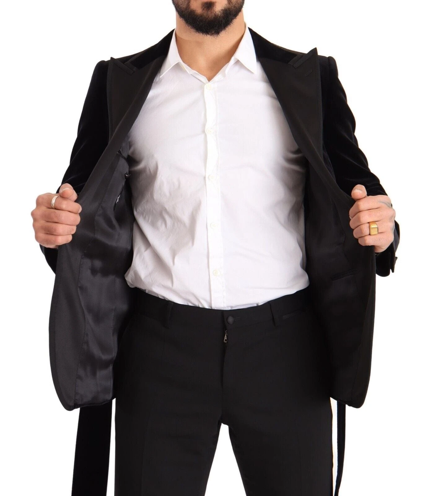 Dolce & Gabbana Black Velvet Single Breasted One Button Men's Blazer 8 Dolce & Gabbana Black Velvet Single Breasted One Button Men's Blazer - Image 6