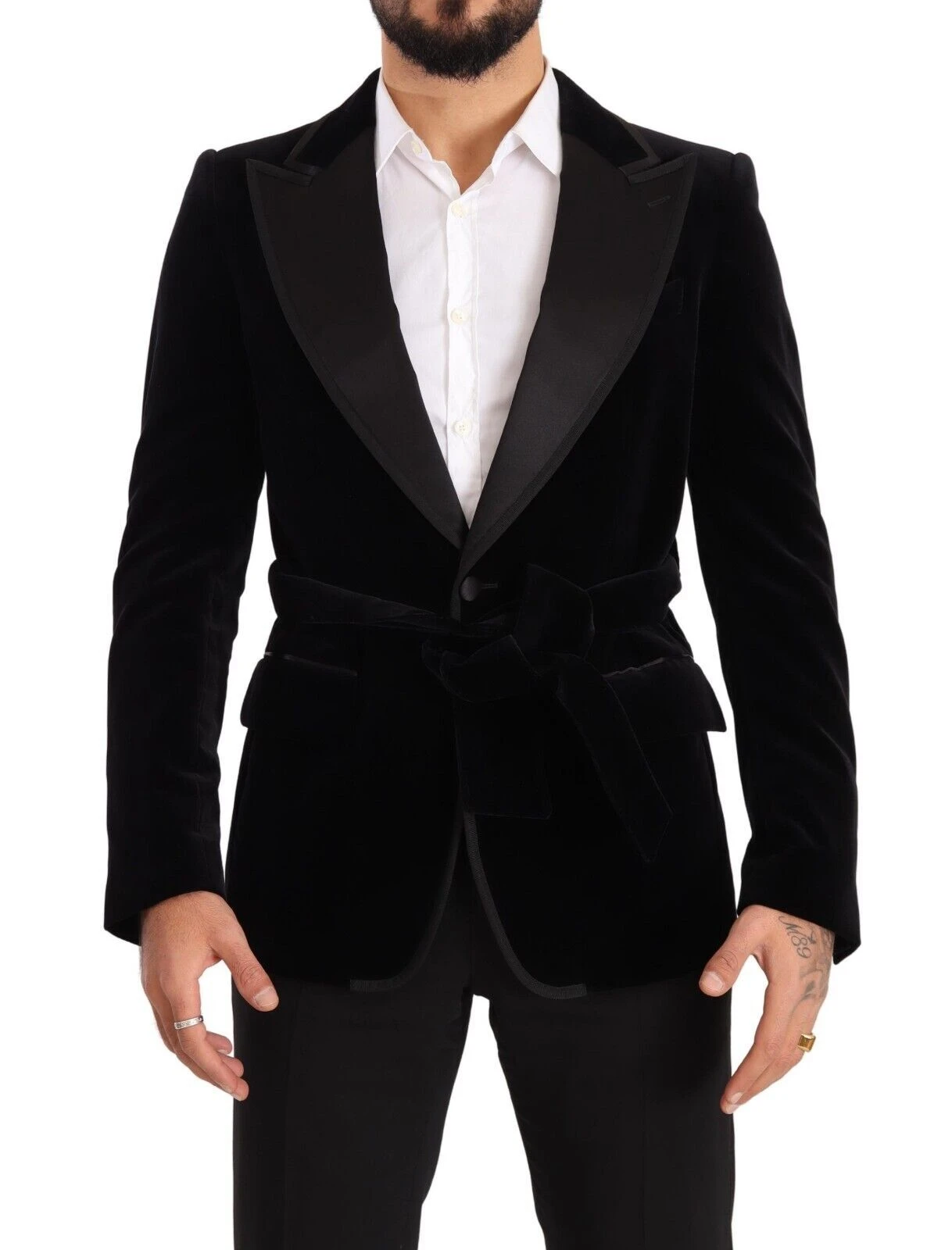Dolce & Gabbana Black Velvet Single Breasted One Button Men's Blazer 3 Dolce & Gabbana Black Velvet Single Breasted One Button Men's Blazer