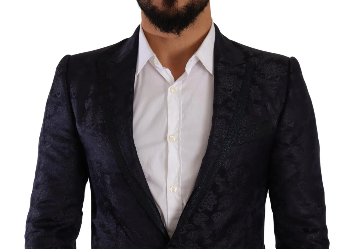 Dolce & Gabbana Blue Floral Jacquard Silk Coat MARTINI Men's Blazer 5 Dolce & Gabbana Blue Floral Jacquard Silk Coat MARTINI Men's Blazer - Image 3