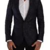 Dolce & Gabbana Blue Floral Jacquard Silk Coat MARTINI Men's Blazer