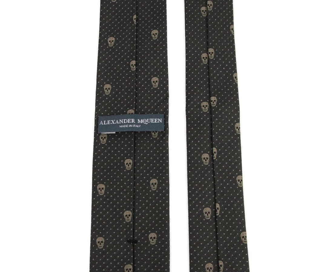 Alexander McQueen Men's Brown Skull Polka Dot Silk Tie 184303 2065 (5 Cm) 8 Alexander McQueen Men's Brown Skull Polka Dot Silk Tie 184303 2065 (5 Cm) - Image 6