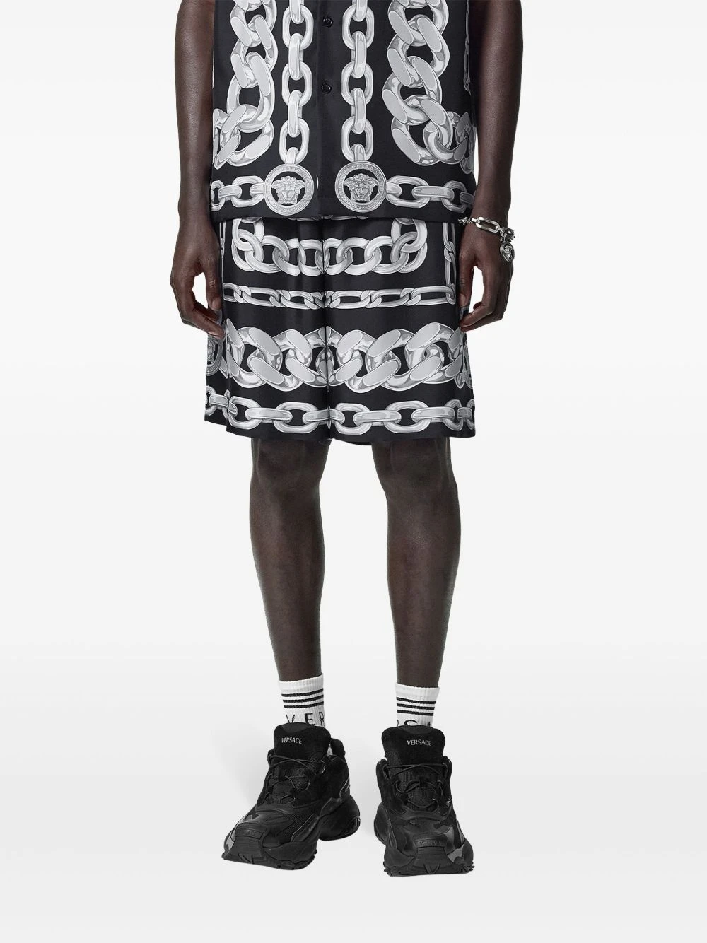 Versace Men's Medusa Chains Silk Shorts 4 Versace Men's Medusa Chains Silk Shorts - Image 2