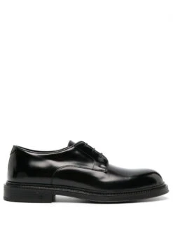 Emporio Armani Exclusive Men's Derby Shoes In Buffed Leather