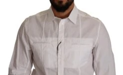 Dolce & Gabbana White Cotton Button Down Men Collared Men's Shirt -Lux Lair Store 1915195