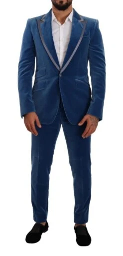 Dolce & Gabbana Blue SICILIA Velvet Slim Fit 2 Piece Men's Suit
