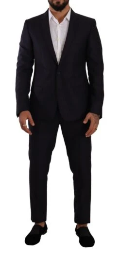 Dolce & Gabbana Blue MARTINI Slim Fit 2 Piece Coat Men's Suit