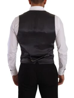 Dolce & Gabbana Gray Striped Double Breasted Waistcoat Men's Vest -Lux Lair Store 1916064