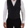 Dolce & Gabbana Gray Striped Double Breasted Waistcoat Men's Vest -Lux Lair Store 1916069