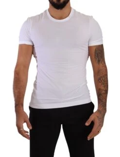 Dolce & Gabbana White Round Neck Cotton Stretch T-shirt Men's Underwear