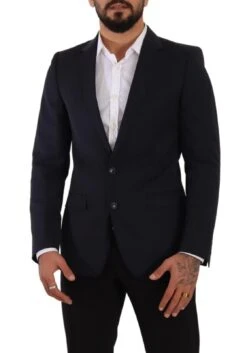 Dolce & Gabbana Dark Blue Single Breasted Coat MARTINI Men's Blazer 11 Dolce & Gabbana Dark Blue Single Breasted Coat MARTINI Men's Blazer -Lux Lair Store 1923006