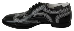 Dolce & Gabbana Black Leather Derby Formal White Lace Men's Shoes -Lux Lair Store 1929758
