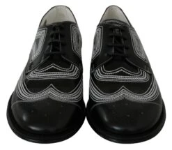 Dolce & Gabbana Black Leather Derby Formal White Lace Men's Shoes -Lux Lair Store 1929761