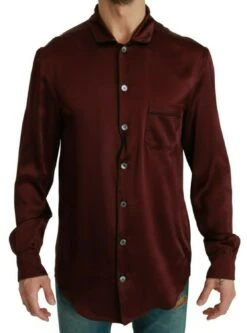 Dolce & Gabbana Bordeaux Silk Pajama Casual Men's Shirt