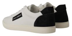Dolce & Gabbana White Black Leather Low Shoes Men's Sneakers -Lux Lair Store 1943705