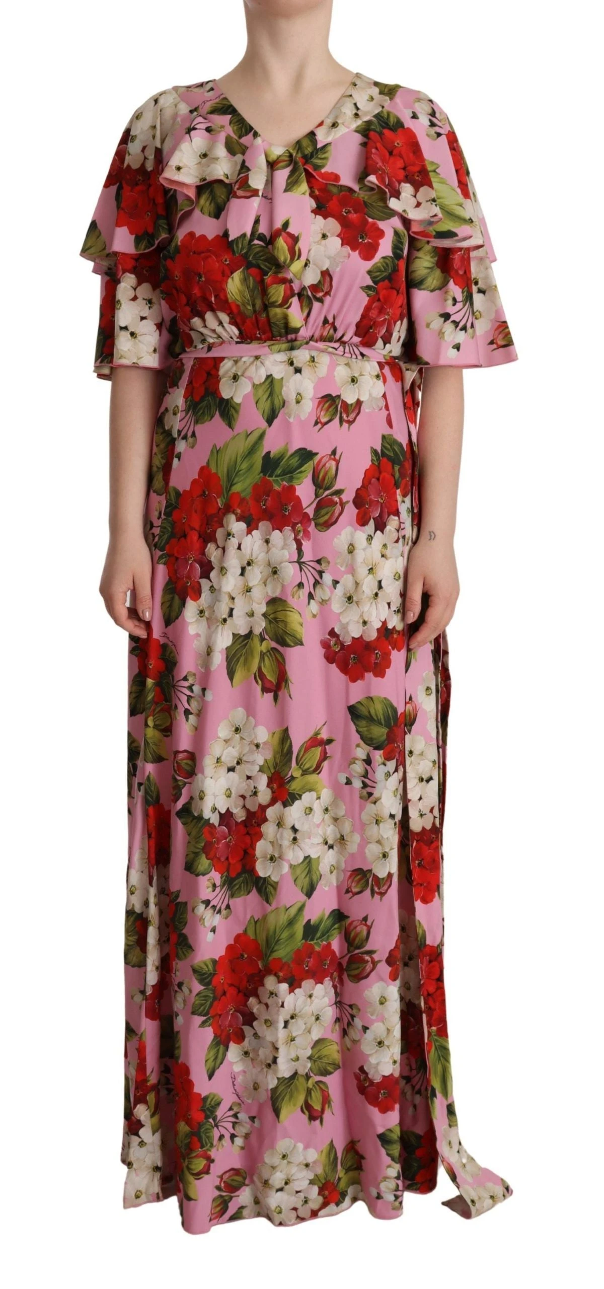 Dolce & Gabbana Pink Floral Silk Stretch Gown Maxi Women's Dress 3 Dolce & Gabbana Pink Floral Silk Stretch Gown Maxi Women's Dress
