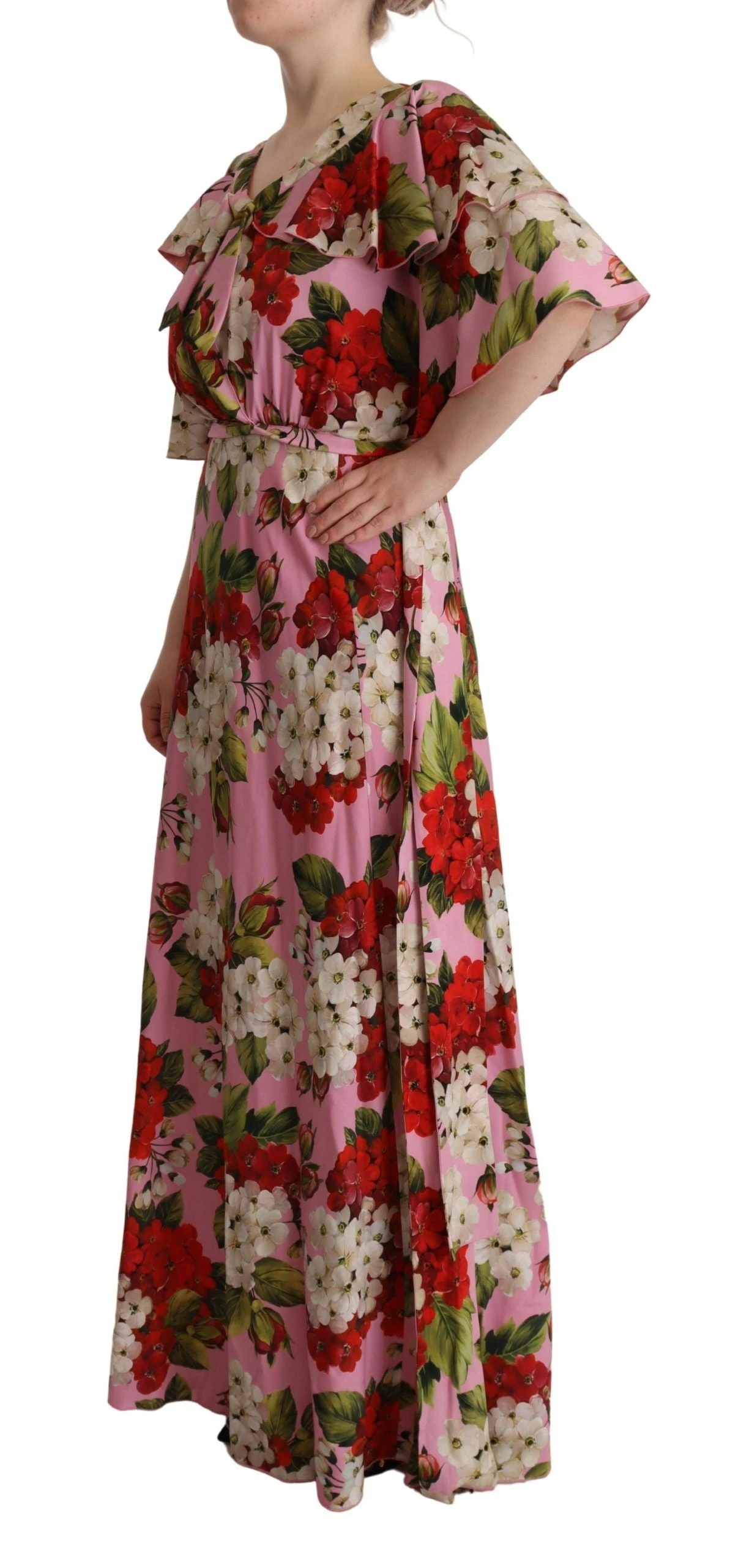 Dolce & Gabbana Pink Floral Silk Stretch Gown Maxi Women's Dress 4 Dolce & Gabbana Pink Floral Silk Stretch Gown Maxi Women's Dress - Image 2