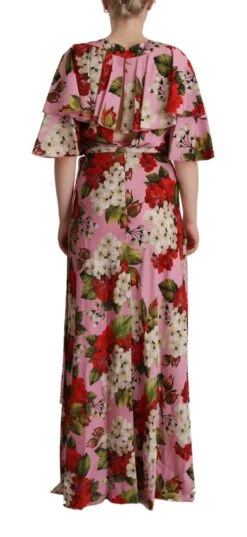 Dolce & Gabbana Pink Floral Silk Stretch Gown Maxi Women's Dress 9 Dolce & Gabbana Pink Floral Silk Stretch Gown Maxi Women's Dress -Lux Lair Store 1944033