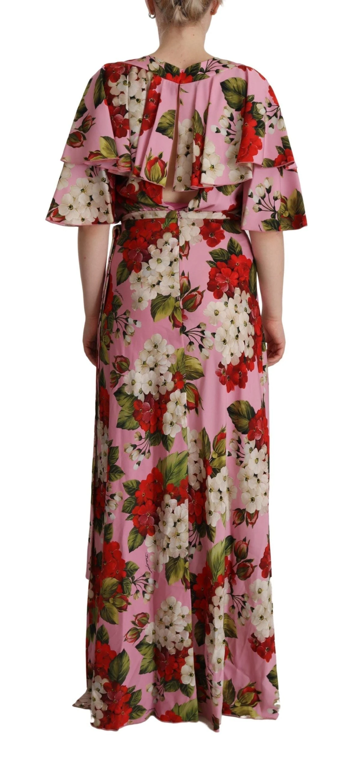 Dolce & Gabbana Pink Floral Silk Stretch Gown Maxi Women's Dress 6 Dolce & Gabbana Pink Floral Silk Stretch Gown Maxi Women's Dress - Image 4