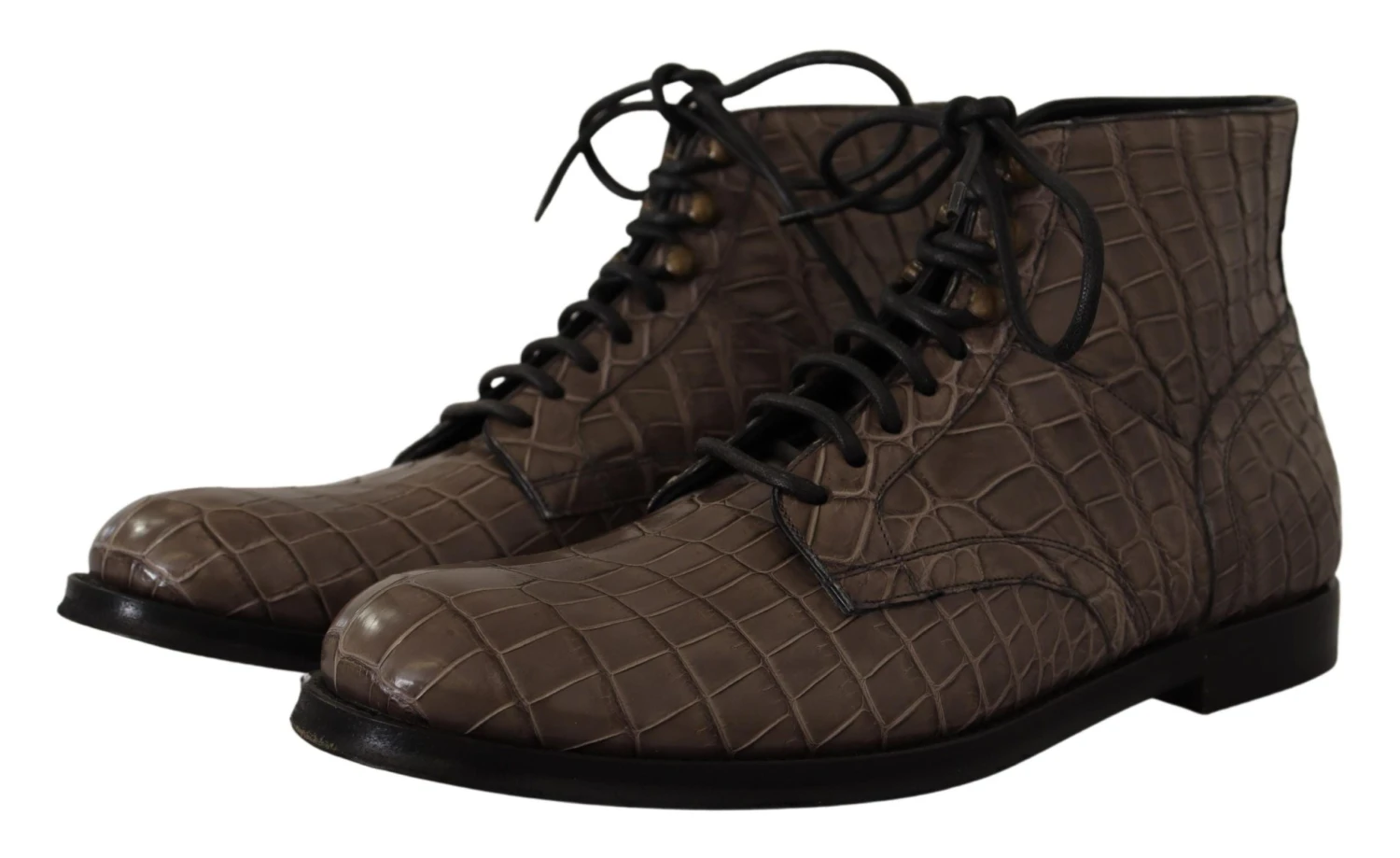 Dolce & Gabbana Gray Crocodile Leather Derby Men's Boots 4 Dolce & Gabbana Gray Crocodile Leather Derby Men's Boots - Image 2
