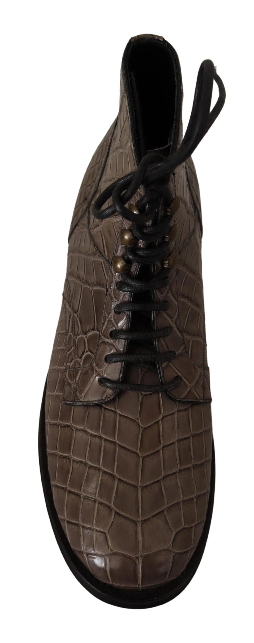 Dolce & Gabbana Gray Crocodile Leather Derby Men's Boots 8 Dolce & Gabbana Gray Crocodile Leather Derby Men's Boots - Image 6