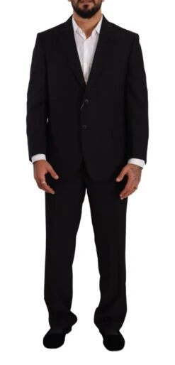 Domenico Tagliente Black Polyester Single Breasted Formal Men's Suit