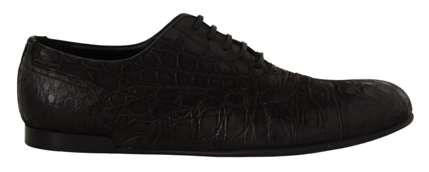 Dolce & Gabbana Black Caiman Leather Mens Oxford Men's Shoes 3 Dolce & Gabbana Black Caiman Leather Mens Oxford Men's Shoes