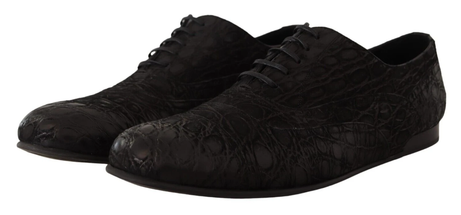 Dolce & Gabbana Black Caiman Leather Mens Oxford Men's Shoes 5 Dolce & Gabbana Black Caiman Leather Mens Oxford Men's Shoes - Image 3