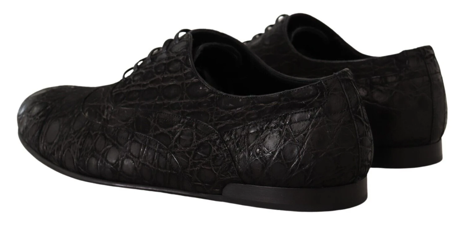 Dolce & Gabbana Black Caiman Leather Mens Oxford Men's Shoes 6 Dolce & Gabbana Black Caiman Leather Mens Oxford Men's Shoes - Image 4