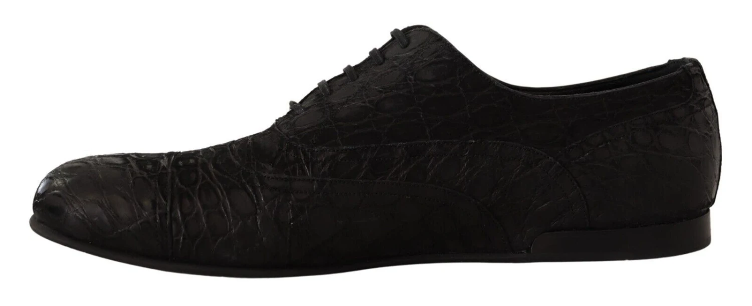 Dolce & Gabbana Black Caiman Leather Mens Oxford Men's Shoes 7 Dolce & Gabbana Black Caiman Leather Mens Oxford Men's Shoes - Image 5