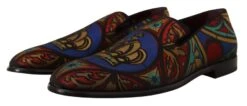 Dolce & Gabbana Multicolor Jacquard Crown Slippers Loafers Men's Shoes -Lux Lair Store 1964848