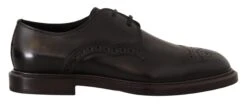 Dolce & Gabbana Black Leather Dress Formal Derby Men's Shoes