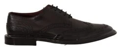 Dolce & Gabbana Black Leather Oxford Wingtip Formal Derby Men's Shoes